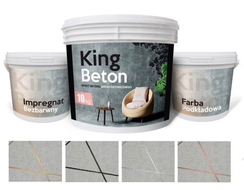 Beton dekoracyjny KING – efekt PASÓW z FUGĄ + taśma | zestaw do 17 m²