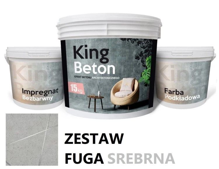 Beton tynk dekoracyjny KING – FUGA SREBRNA - PASY | zestaw kompletny