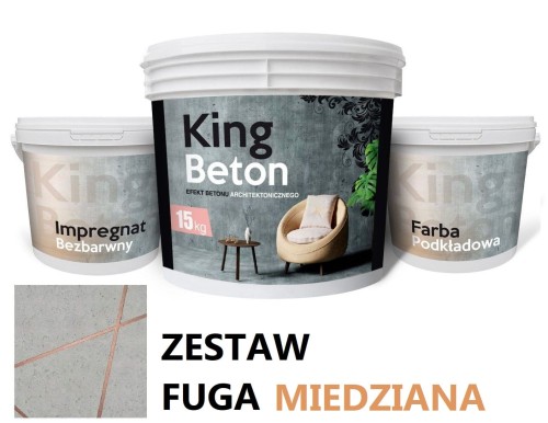 Beton tynk dekoracyjny KING – FUGA MIEDZIANA - PASY | zestaw kompletny