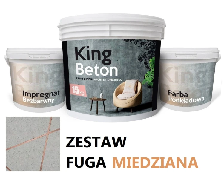 Beton tynk dekoracyjny KING – FUGA MIEDZIANA - PASY | zestaw kompletny