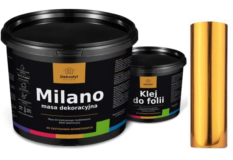 Tynk dekoracyjny czarny z efektem złota – folia metaliczna | zestaw 6 m²