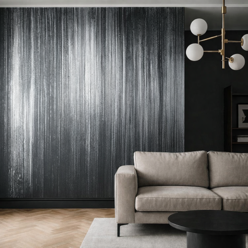 Tynk dekoracyjny czarny z efektem srebra – folia metaliczna | zestaw 6 m²