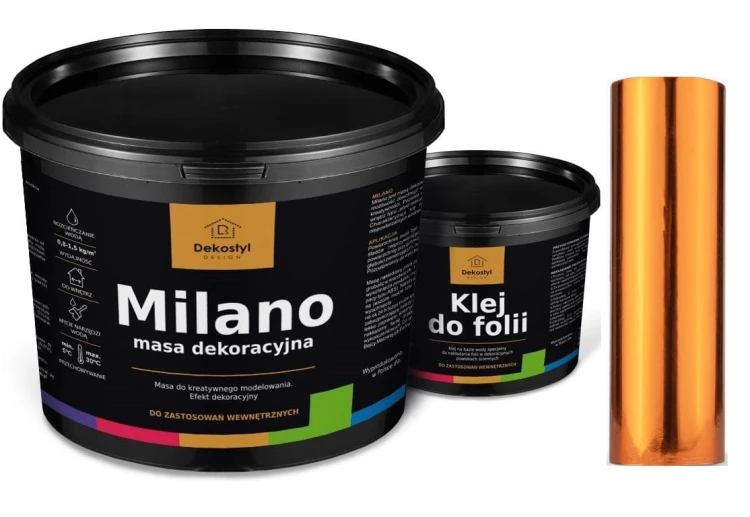 Tynk dekoracyjny czarny z efektem miedzi - rdzy – folia metaliczna | zestaw 6 m²