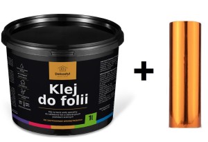 Folia dekoracyjna miedziana metaliczna na ścianę 10 m² + klej 1L – zestaw efekt miedzi i rdzy PASY