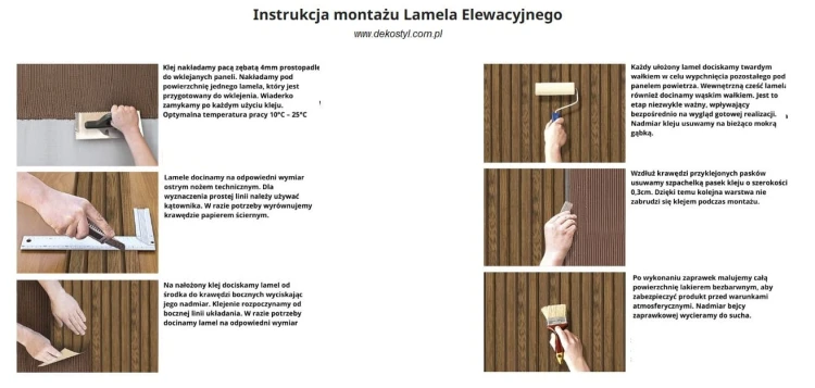 instrukcja Lamele elewacyjne ZŁOTY DĄB – imitacja drewna, elastyczne  Zestaw 1 m²  dekostyl.jpg