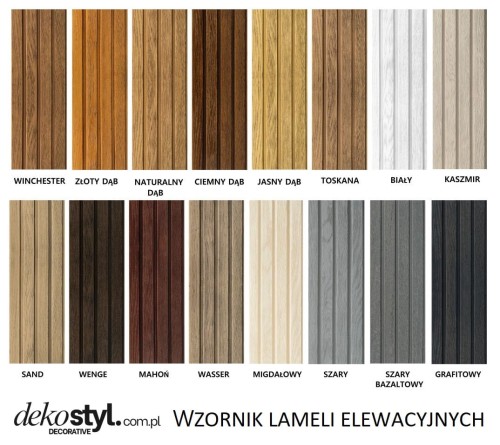 Lamele elewacyjne - imitacja drewna, elastyczne | Zestaw 1 m² | 16 kolorów