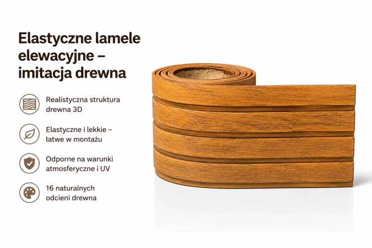 Lamele elewacyjne imitacja drewna – elastyczne panele elewacyjne | zestaw 1 m² | 16 kolorów
