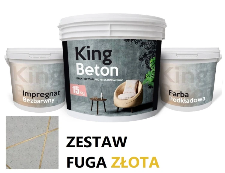 Beton tynk dekoracyjny KING – FUGA ZŁOTA - PASY | zestaw kompletny
