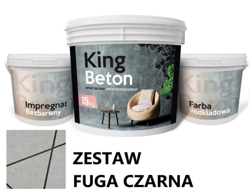 Beton tynk dekoracyjny KING – FUGA CZARNA - PASY | zestaw kompletny