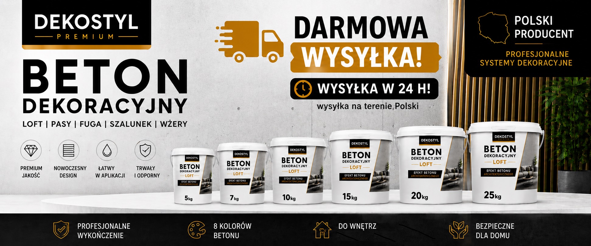 Beton dekoracyjny Dekostyl Zestaw Wysyłka gratis