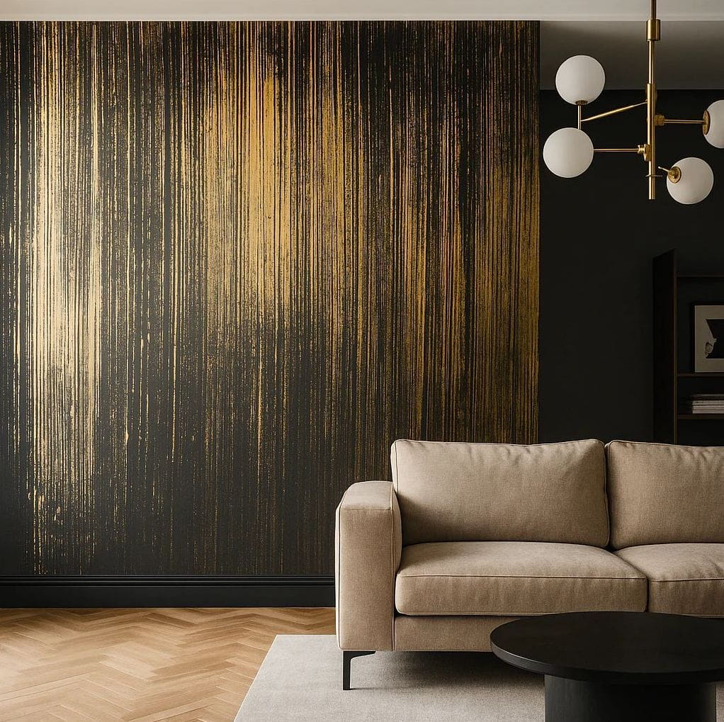 Tynk dekoracyjny czarny z efektem złota – folia metaliczna | zestaw 10 m²