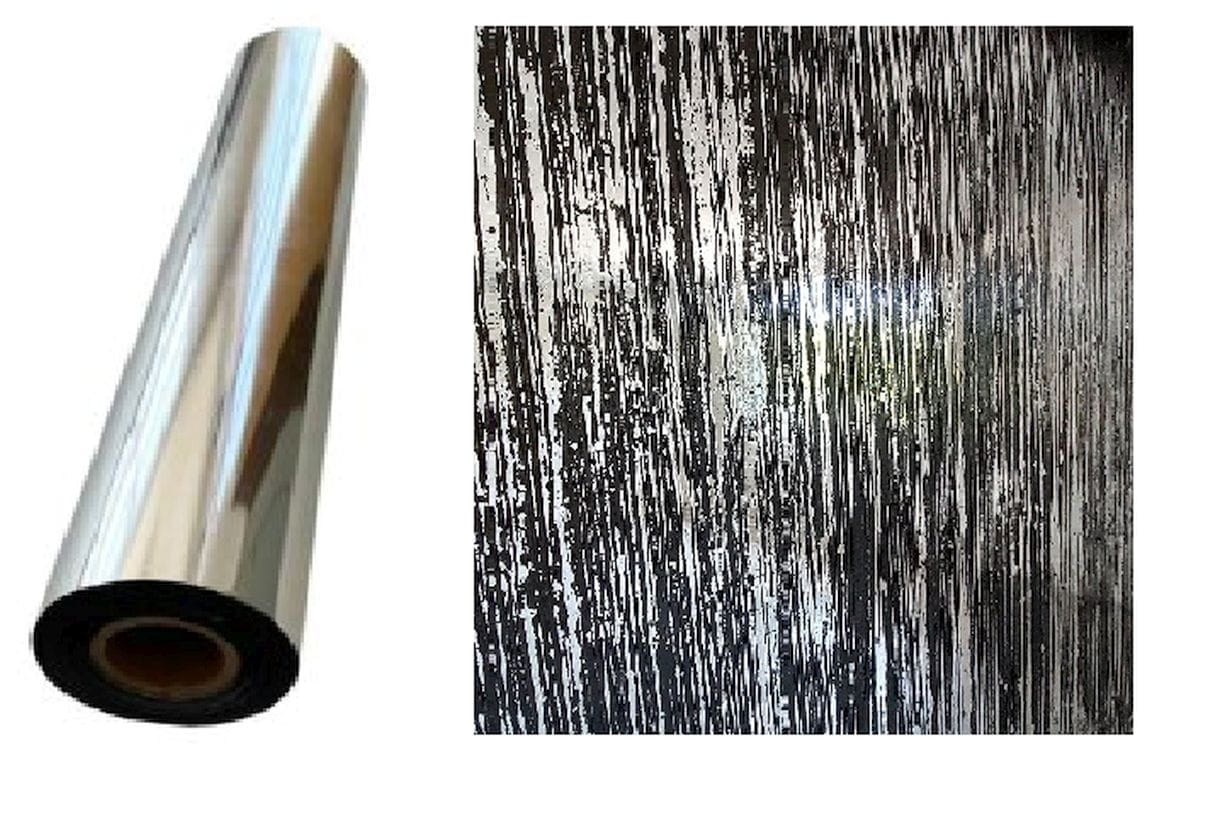 Folia dekoracyjna srebrna na ścianę – metaliczna, efekt złocenia PASY 6 m²