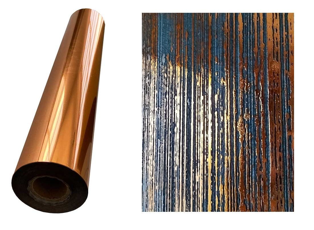 Folia dekoracyjna miedziana na ścianę – metaliczna, efekt miedzi rdzy PASY 10 m²
