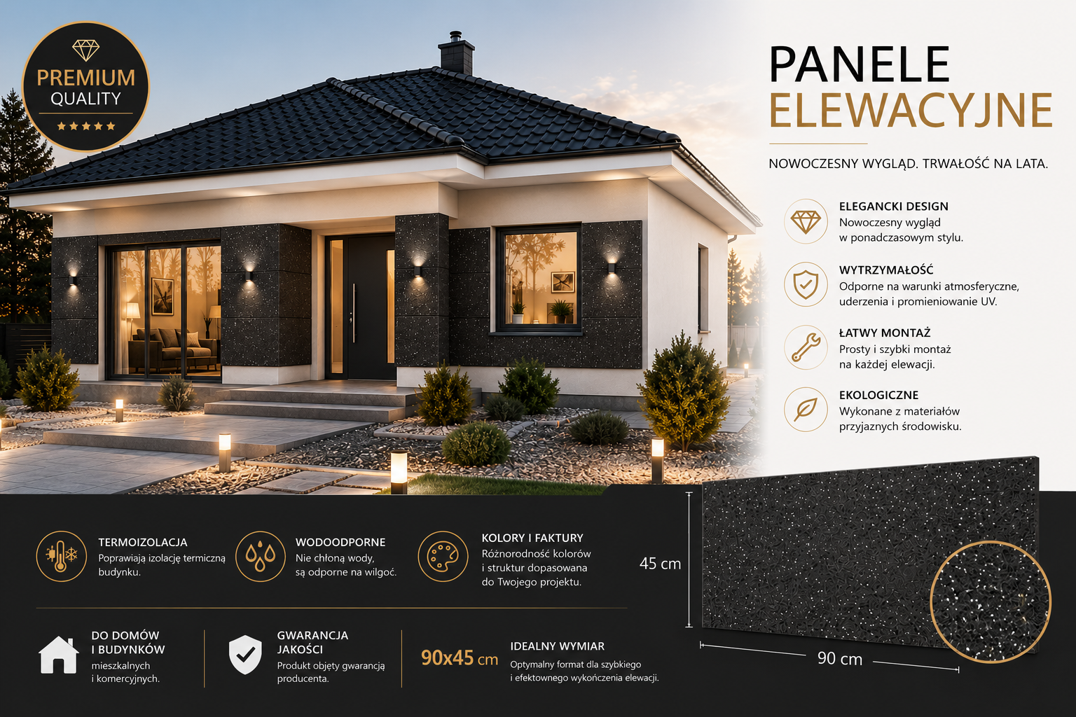 Panele kwarcowe elewacyjne
